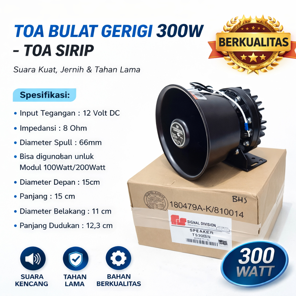 TOA 300W TS300 TS300N | TOA Sirip Belakang Gerigi Sirine 300 Watt Original