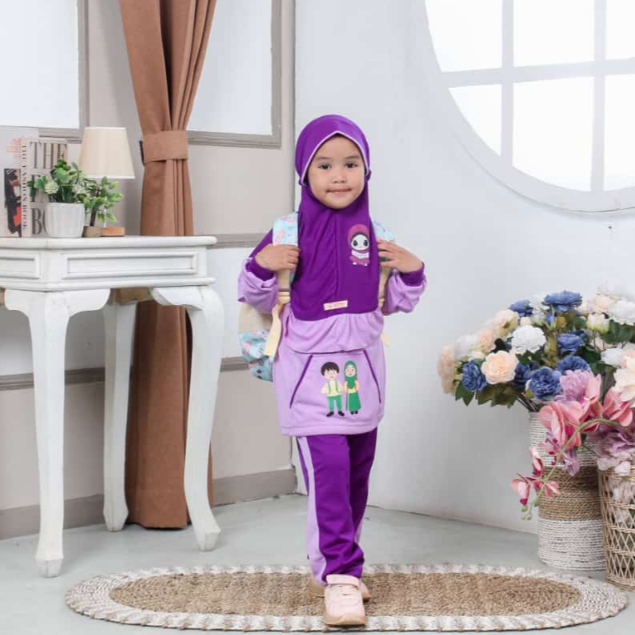 Setelan Olahraga Anak TK PAUD Saku Depan Baju dan Celana Training