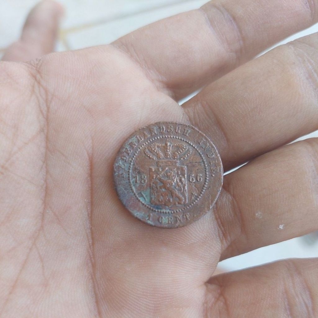 1 cent koin nederland indie tahun 1856.