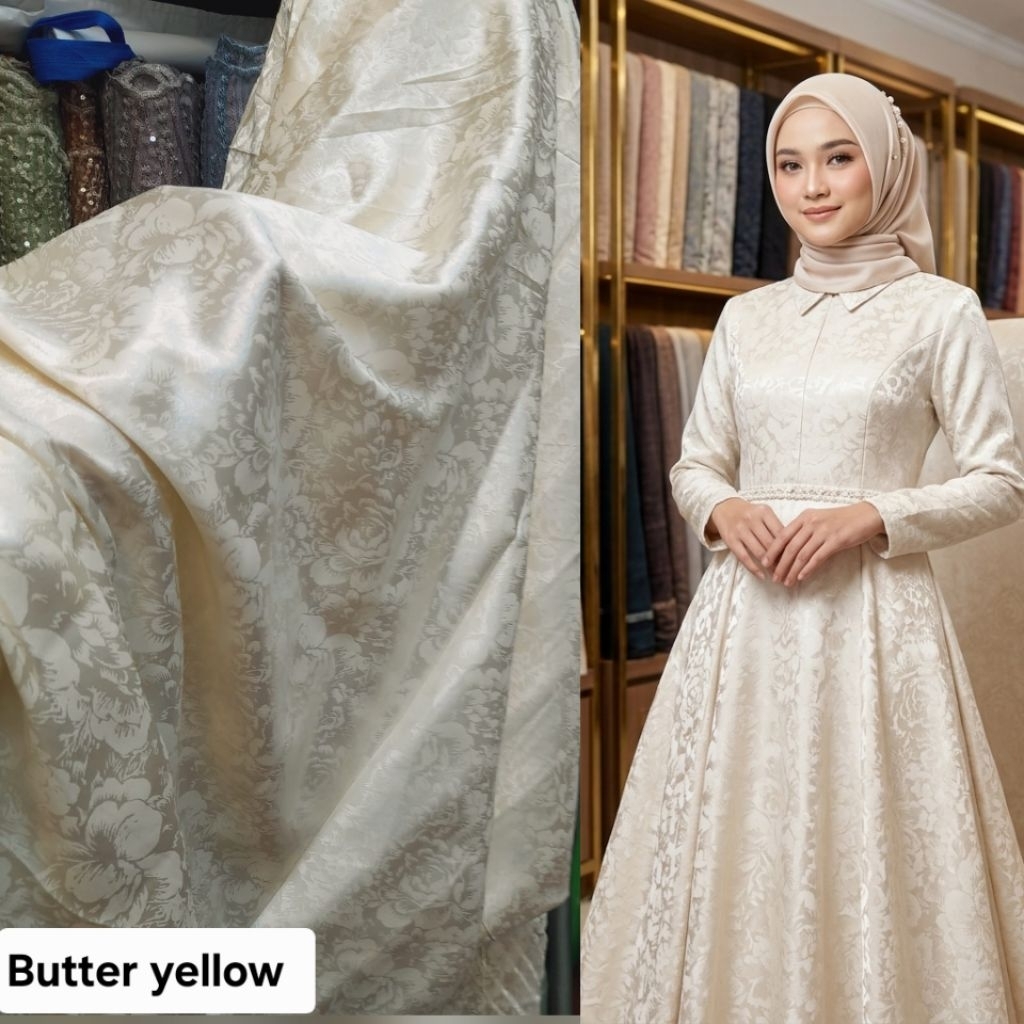 Kain bahan armani jaguard silk halus lembut / Kain armani jaguard silk original import