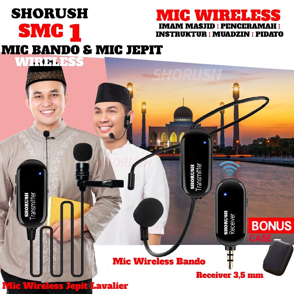 Shorush SMC 1 Mikrofon Mic Clip On Lavalier Wireless Jepit Microphone Bando Headset Meeting Pidato P