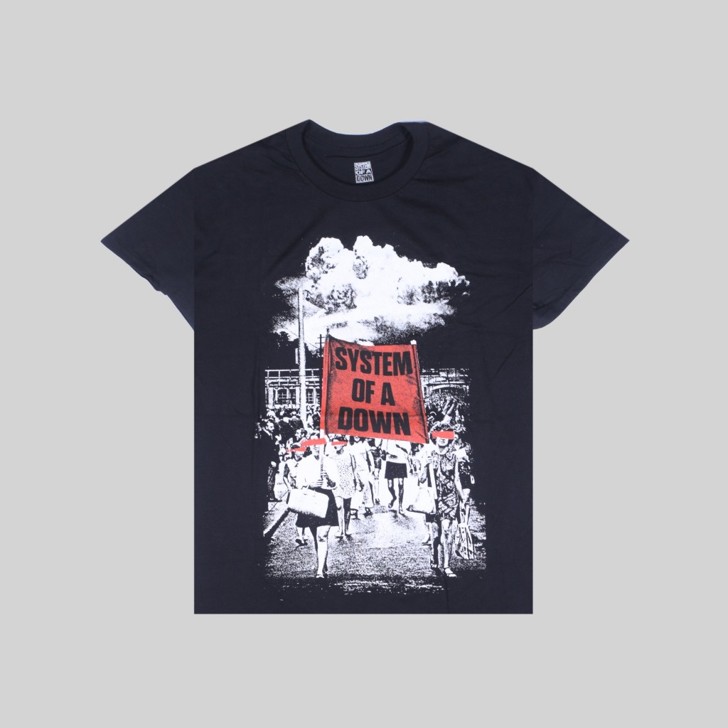 Tshirt SYSTEM OF A DOWN - BANNER MERCH | Kaos Band Reguler Original Merchandise