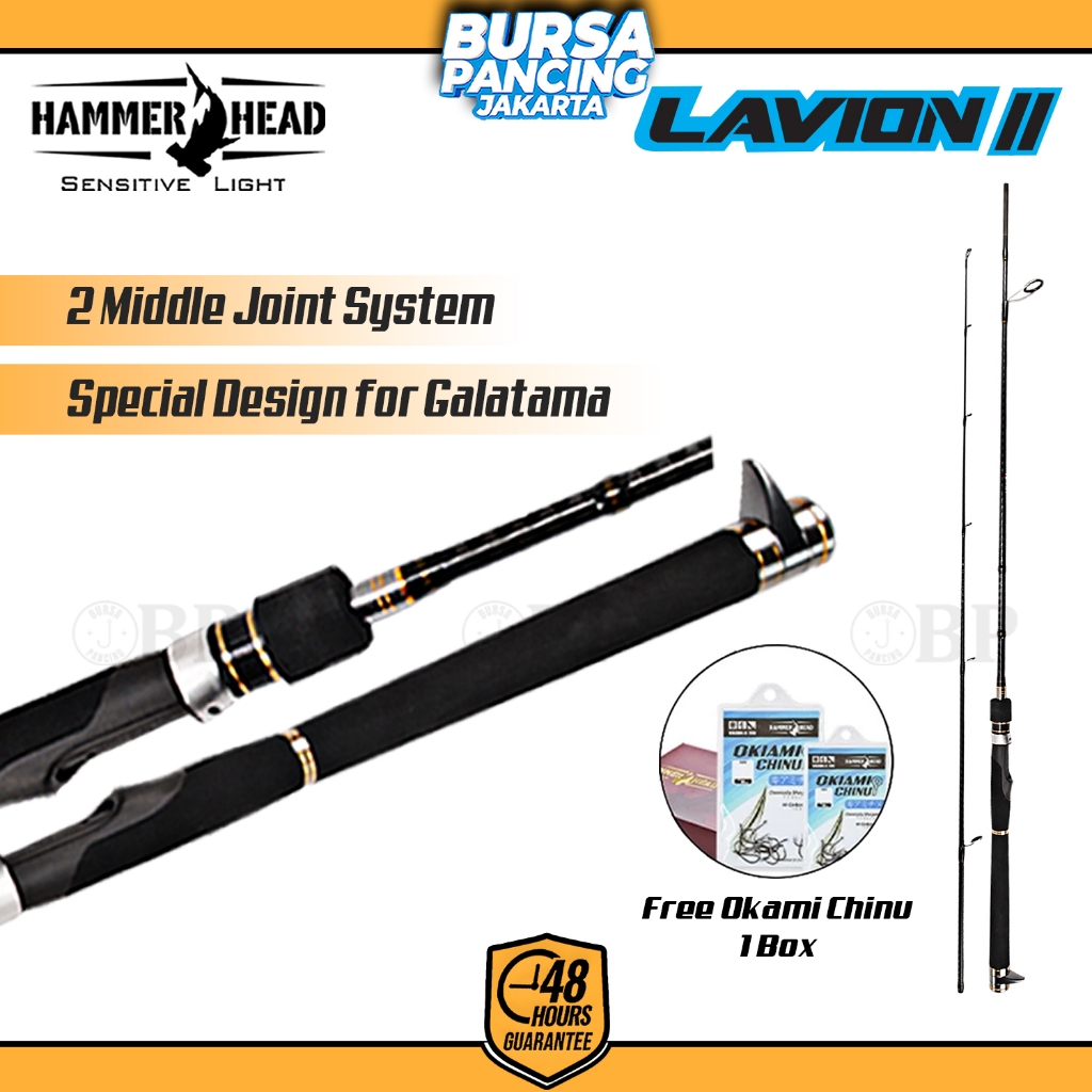 [GRATIS 300KAIL] Joran Spinning HAMMERHEAD LAVION II 168CM - 180CM Carbon X Wrap Full Fuji Sambung 2