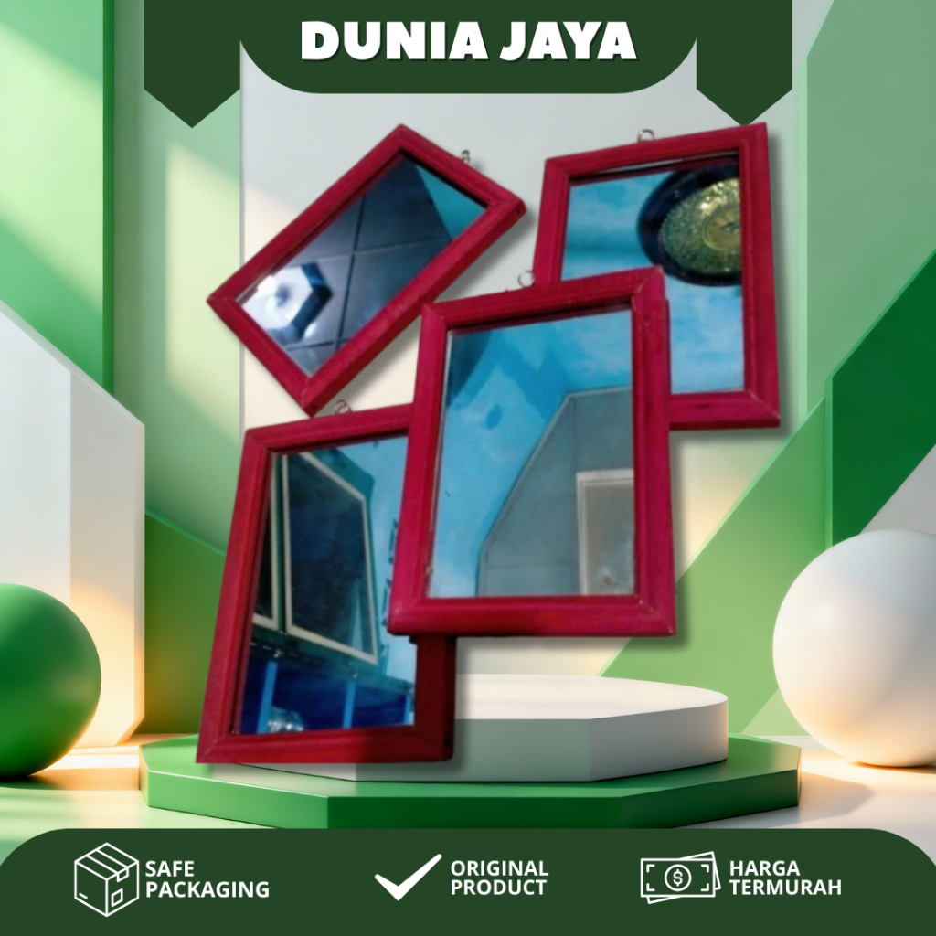 Kaca Cermin Bingkai Kayu / Kaca Cermin Kotak Murah