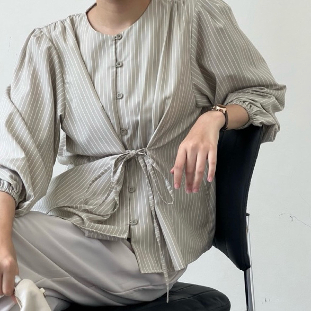 emily stripes blouse bybwaz sage tint blouse katun poplin premium