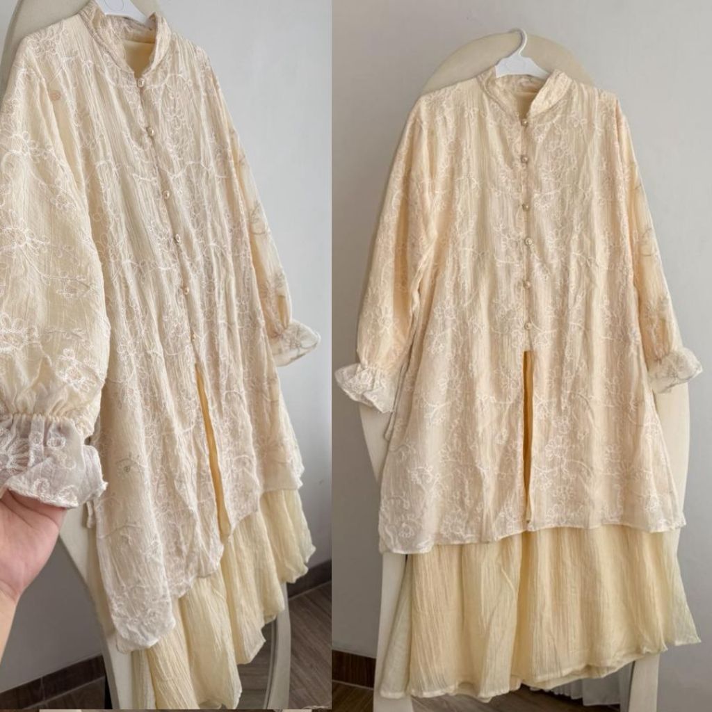 ( NEW LAUNCHING )  - Athifah Set Rok Tunik Bordir Setelan Mewah Bordir Full Furing Dress Outfi Konda