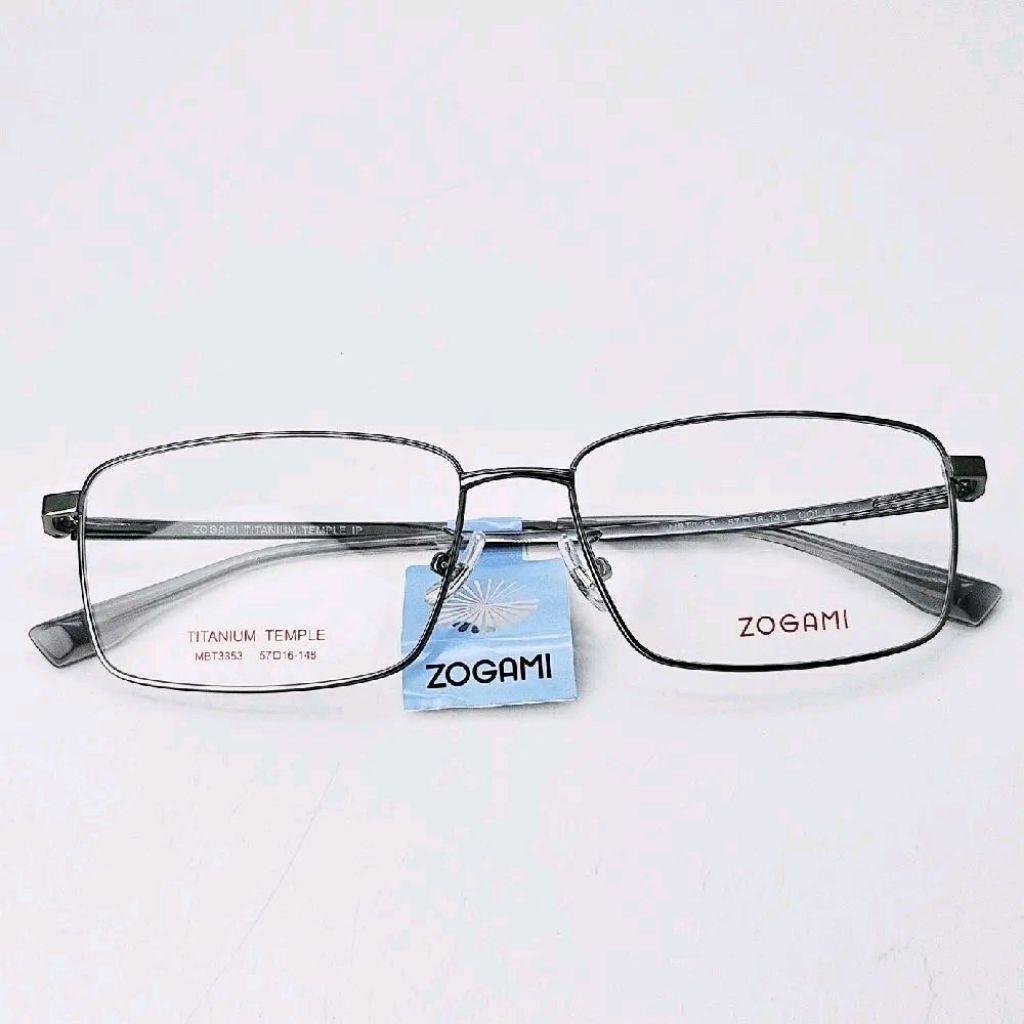ORIGINAL HOUSE BRAND frame kacamata pria wanita Titanium Zogami MBT3353 Gunmetal Grey bisa Lensa Min