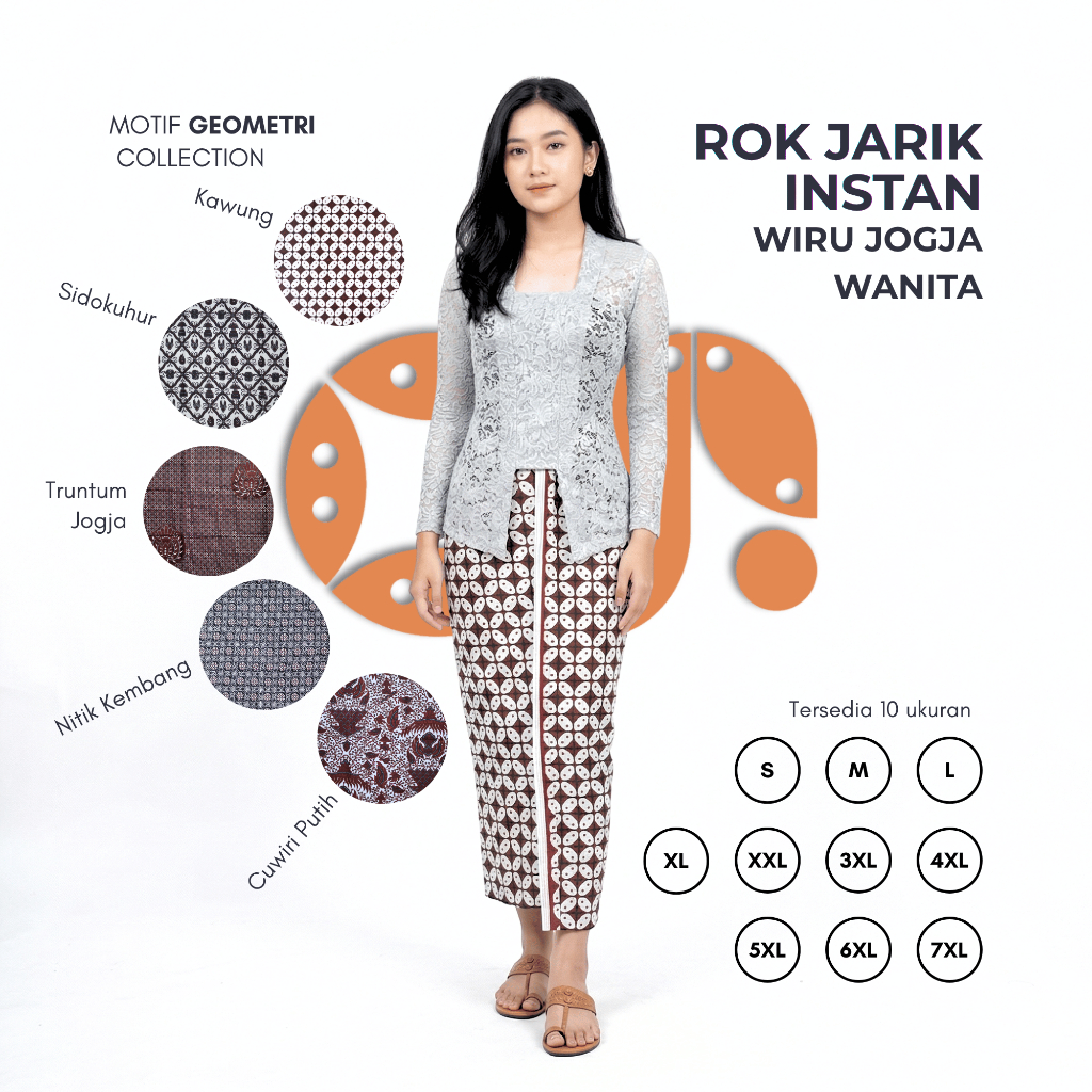 Rok Jarik Wiru Jogja Wanita Dewasa Rok Instan Pakaian Adat Jawa Batik Motif Geometri