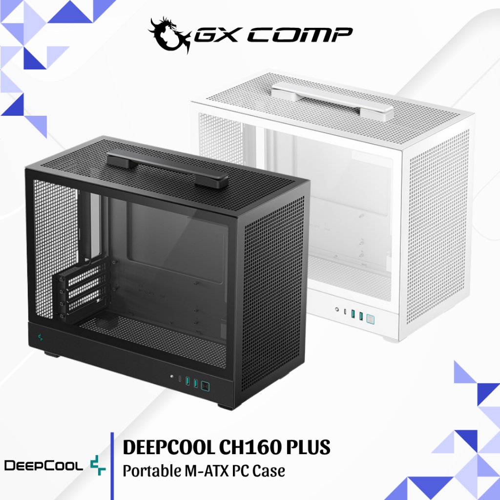 DEEPCOOL CH160 PLUS Black & White Portable M-ATX PC Case | Casing Komputer Micro ATX Hitam / Putih