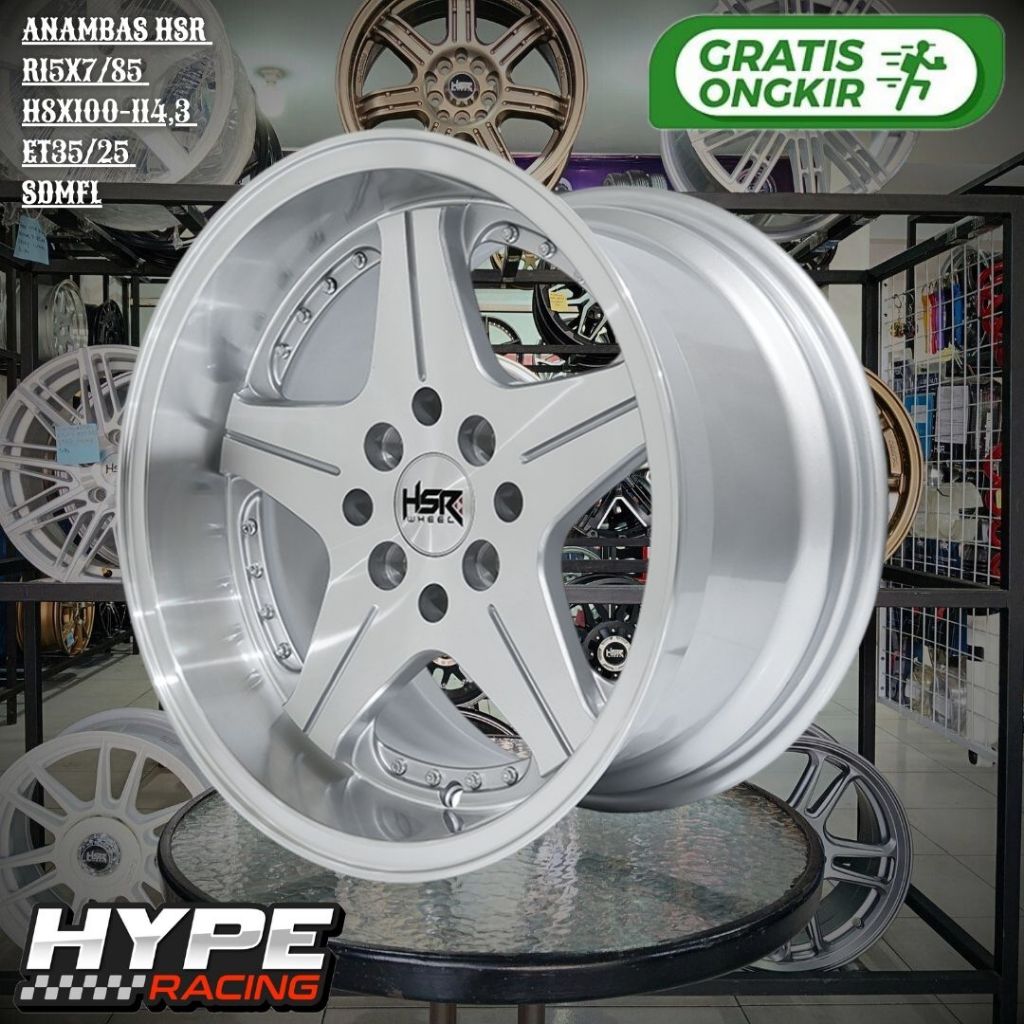 Velg Mobil R15 Celong HSR ANAMBAS Ring 15 Lebar 7/8,5 Silver untuk KIJANG , LIVINA , JAZZ DLL