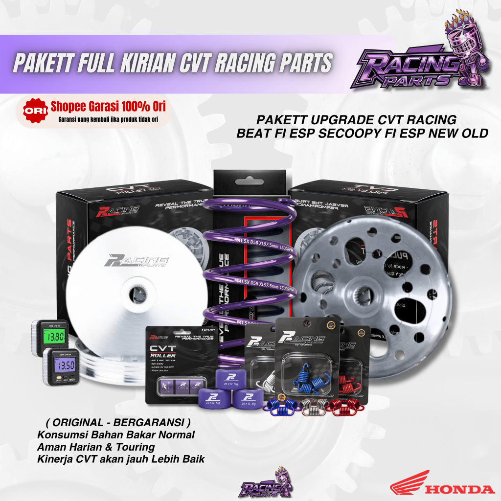 Paket Kirian Upgrade CVT Beat Fi Esp Scoopy Fi Esp Upgrade Rumah Roller Pulley Bubut Deluxe PAKET UP