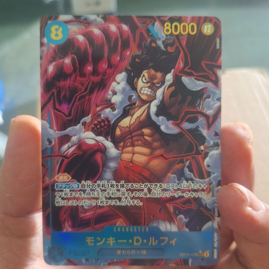 Monkey D Luffy OP11-118 PSEC Original Bandai Kartu One Piece TCG Lufy Parallel P-SEC