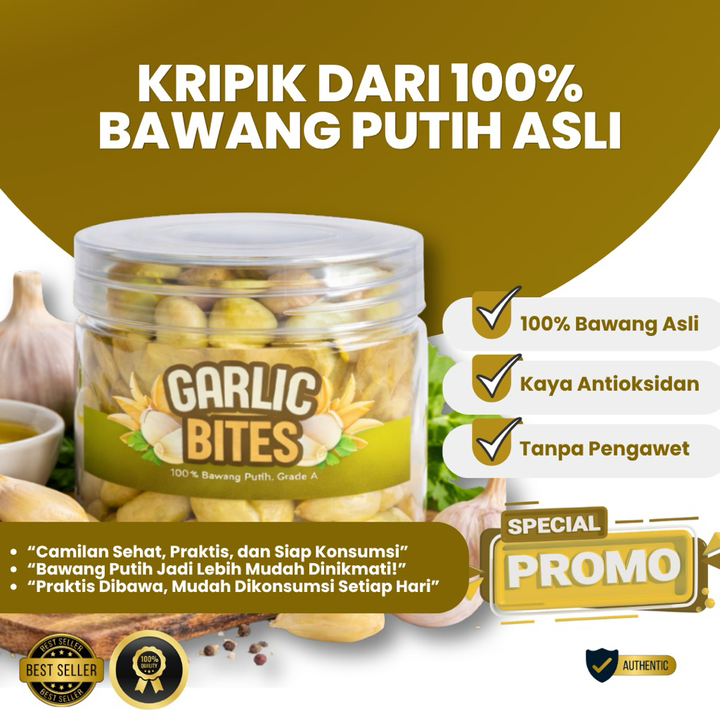 Bisa COD - Snack Keripik Bawang Putih Garlic Bites 100gr