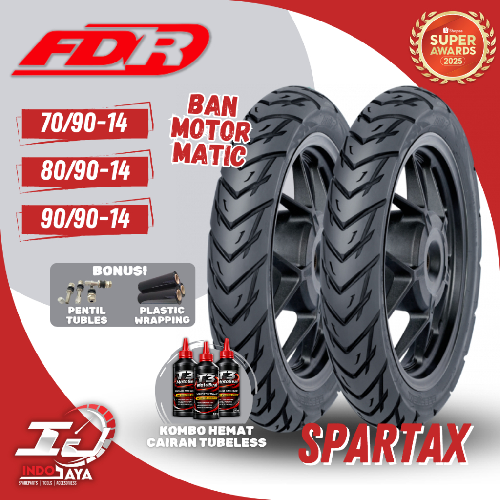 [COD] FDR SPARTAX TUBELESS / TUBETYPE NON TUBLESS RING 14 (70/90-14 - 80/90-14 - 90/90-14) BAN LUAR 