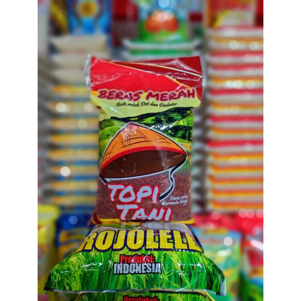Beras merah cap TOPI TANI kualitas super 5KG.