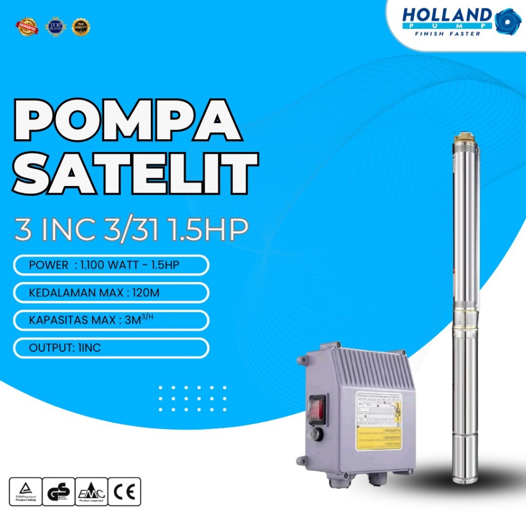 Pompa Air Celup Submersible/Pompa Sibel/Pompa Satelit Holland Pump Casing 3inch 3/31 1.5HP Non Kabel