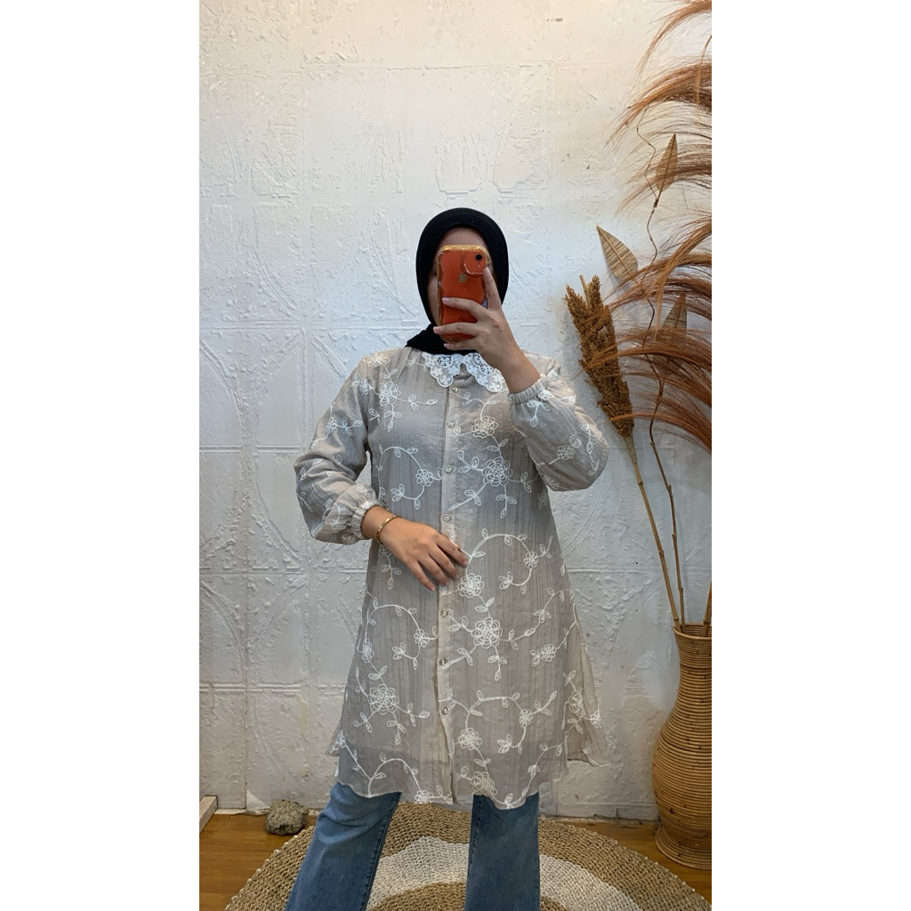 tunic wanita brukat kekinian