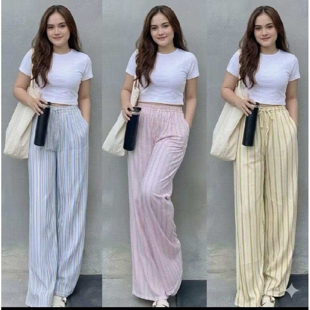 BIGE SALE NEW CULOTTES STRIPE PANTS UNIQLO - EVERYDAY STRIPE PANTS - CELANA PANJANG WANITA STRIPE SA