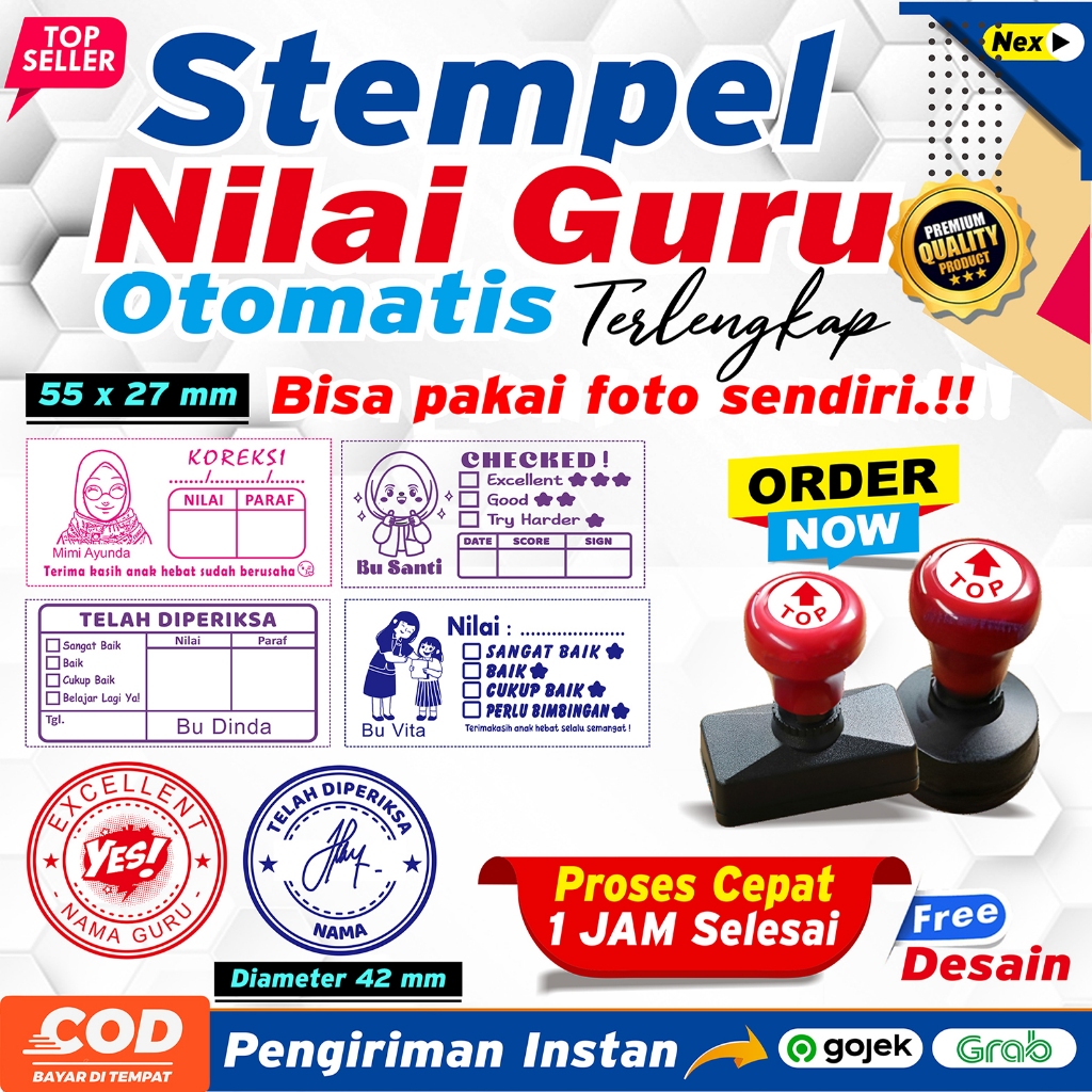 STEMPEL PENILAIAN TERLENGKAP / STAMPEL NILAI GURU PAUD, TK SD SMP SMA | STAMPLE CUSTOM FOTO