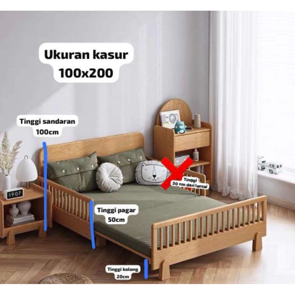 Divan Anak Dewasa Minimalis Ranjang Kayu Natural