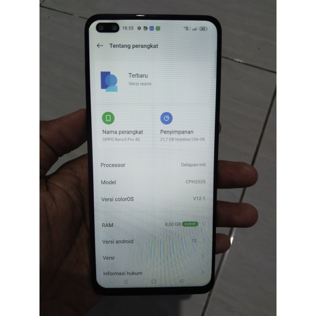 mesin oppo reno 3 pro 8/256 normal