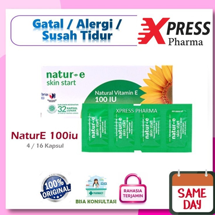 XPRESS  Natur E 100iu isi 4 & 16 kapsul (vitamin kulit) hijau