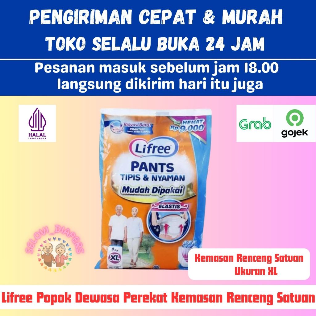 Lifree Pampers Dewasa Ukuran XL Model Celana Tipis dan Nyaman