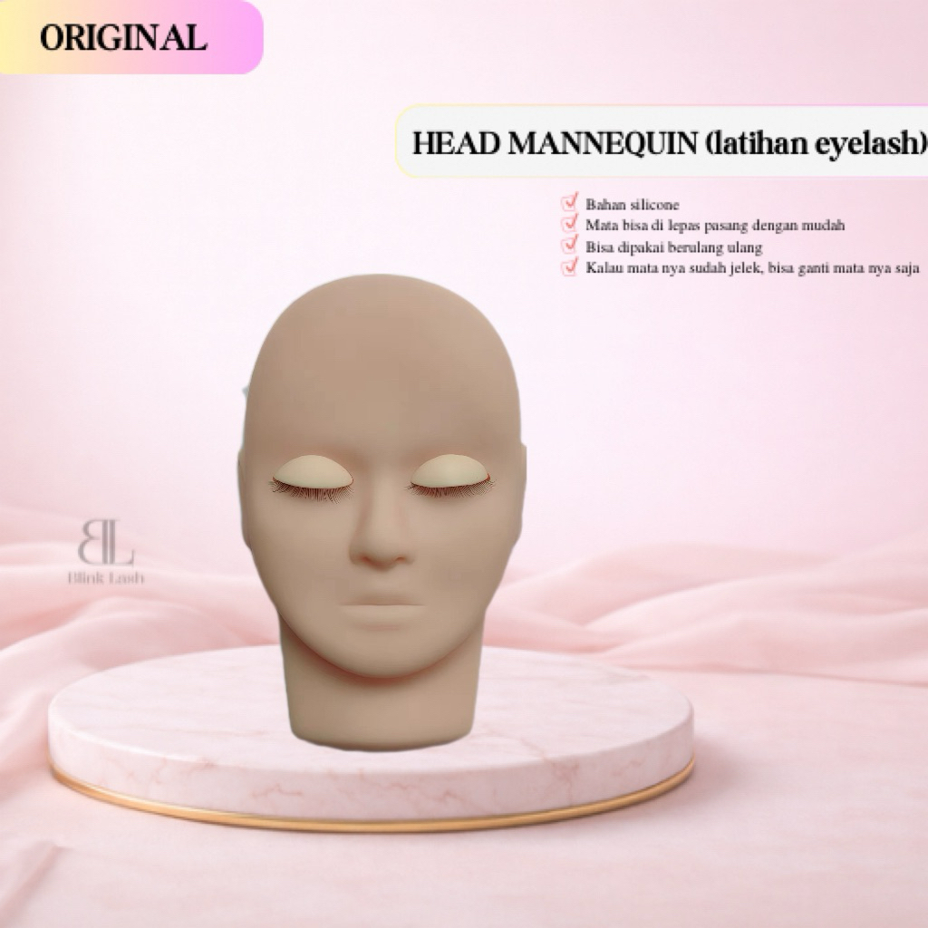Blinklash | Head Mannequin removable and replaceable eyes | mannequin latihan eyelash extension sili