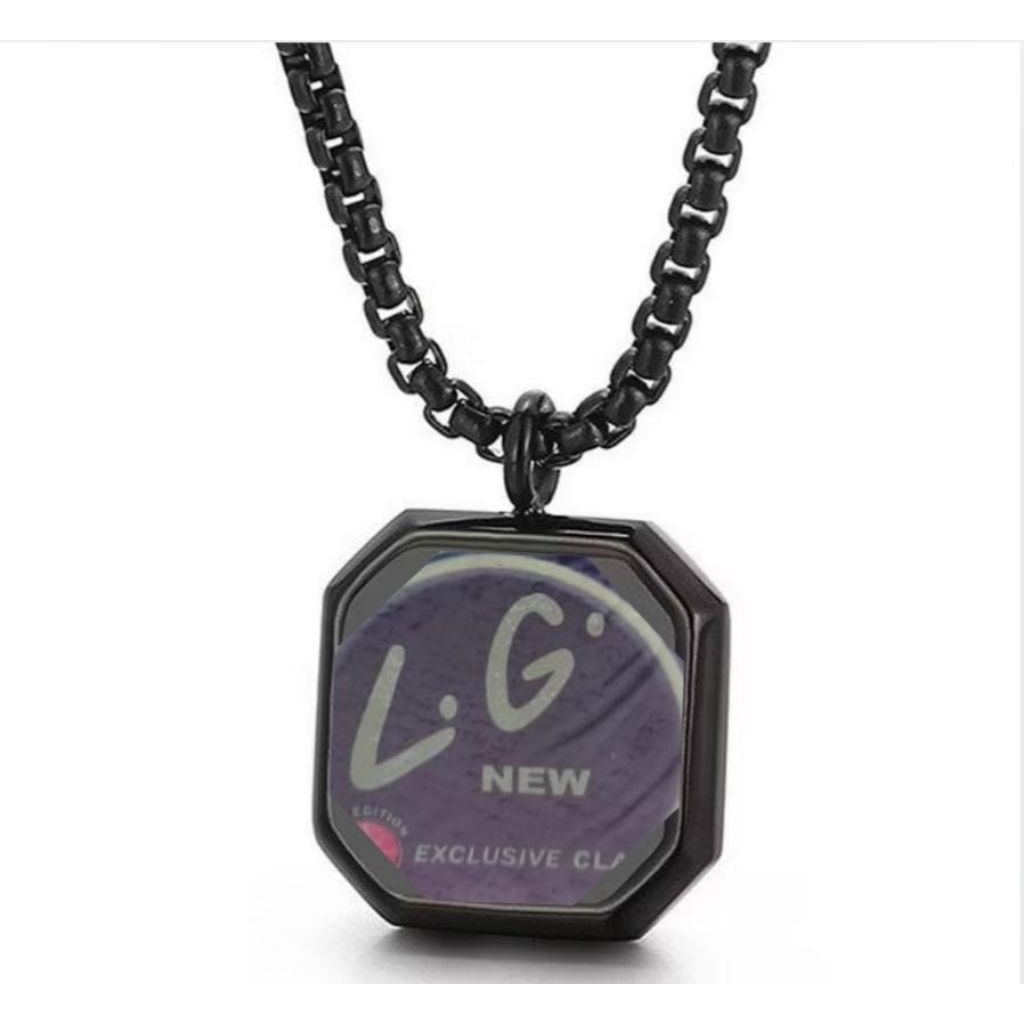 kalung liontin huruf L dan G bahan titanium anti karat