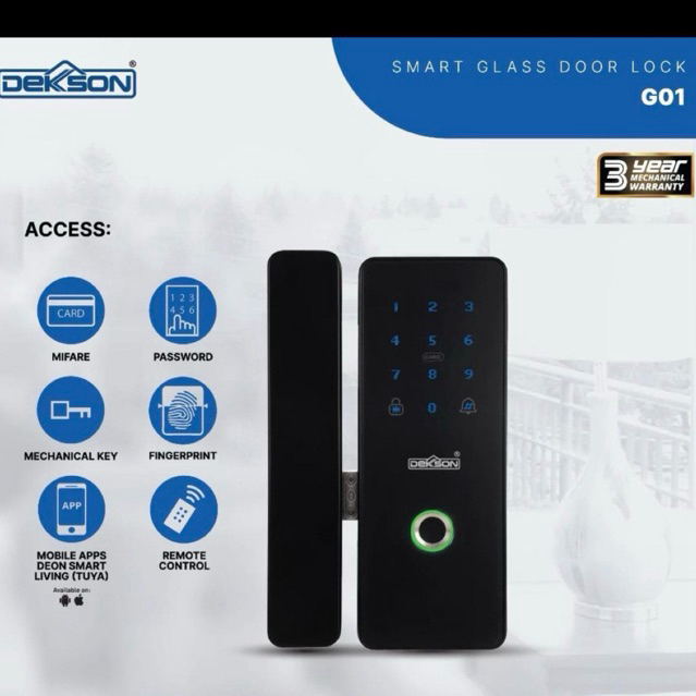 DEKKSON G01 SMART GLASS DOOR LOCK BLACK (RIGHT)