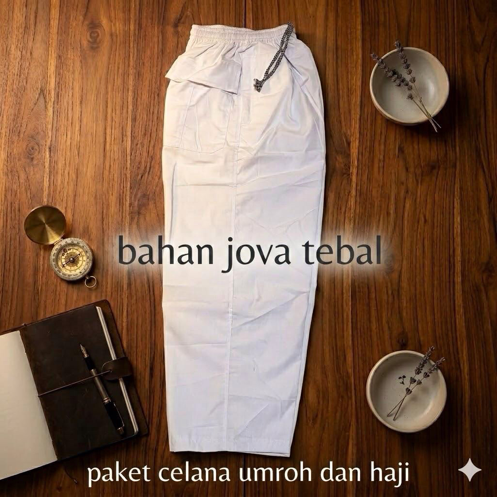 Celana Ihram Pria Celana Ihrom Panjang Putih Polos Bahan Jova tebal Perlengkapan Haji dan Umroh