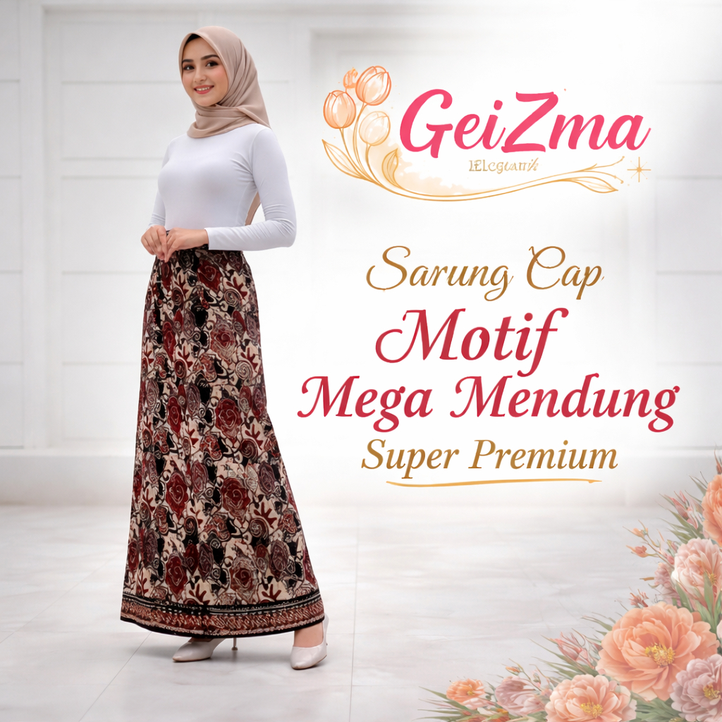 GeiZma - Kain Sarung Wanita Dewasa Batik Cap Motif Mega Mendung Jumbo Super Premium - Ekslusive Khas