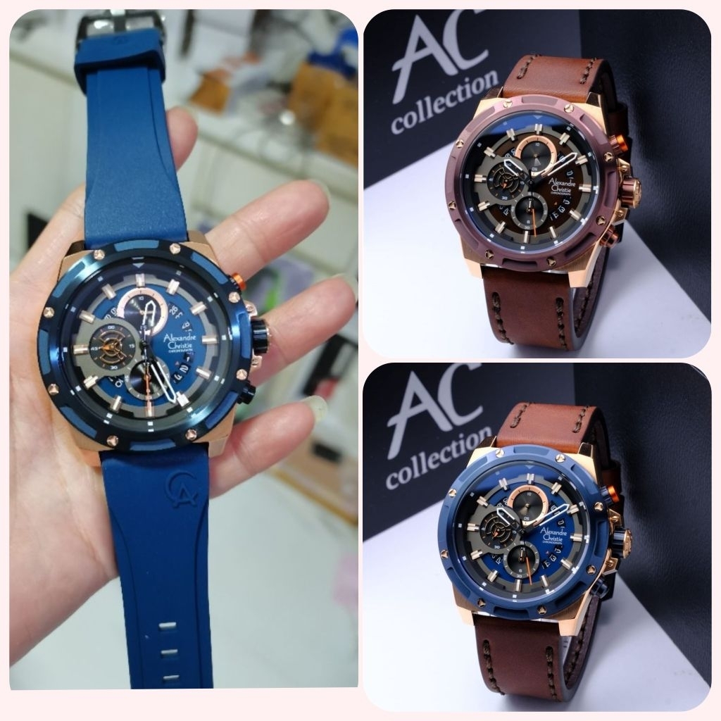 jam tangan pria Alexandre Christie   Ac 6506 / Ac6506   Rubber  / kulit  Original