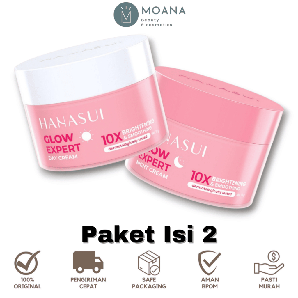 [ISI 2] Hanasui Paket Glow Expert | Day Cream + Night Cream | Mencerahkan Glowing Jerawat