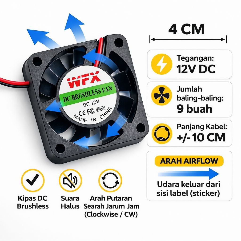 KIPAS DC 12 VOLT FAN DC 4X4 & 5X5 CM