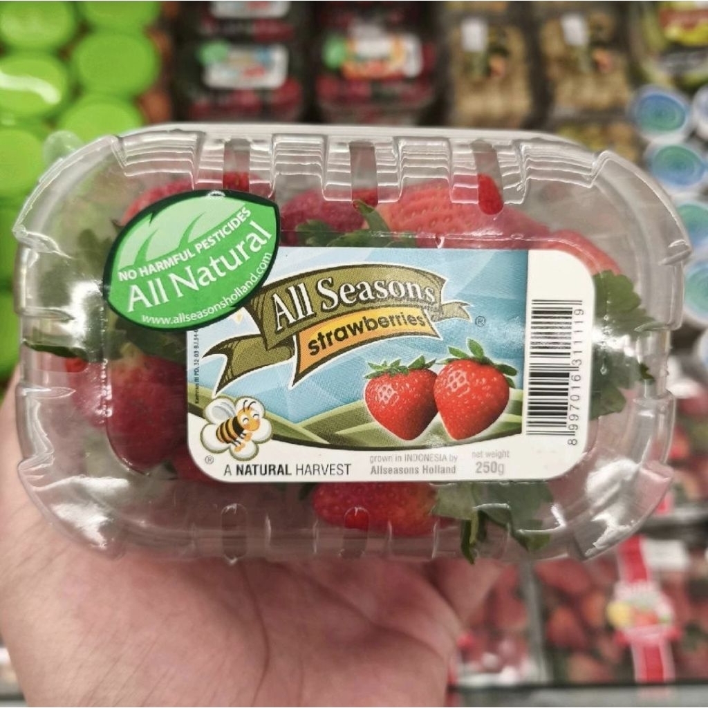 strawberry all season all natural strawberry lokal all season fresh manis segar 250 gram