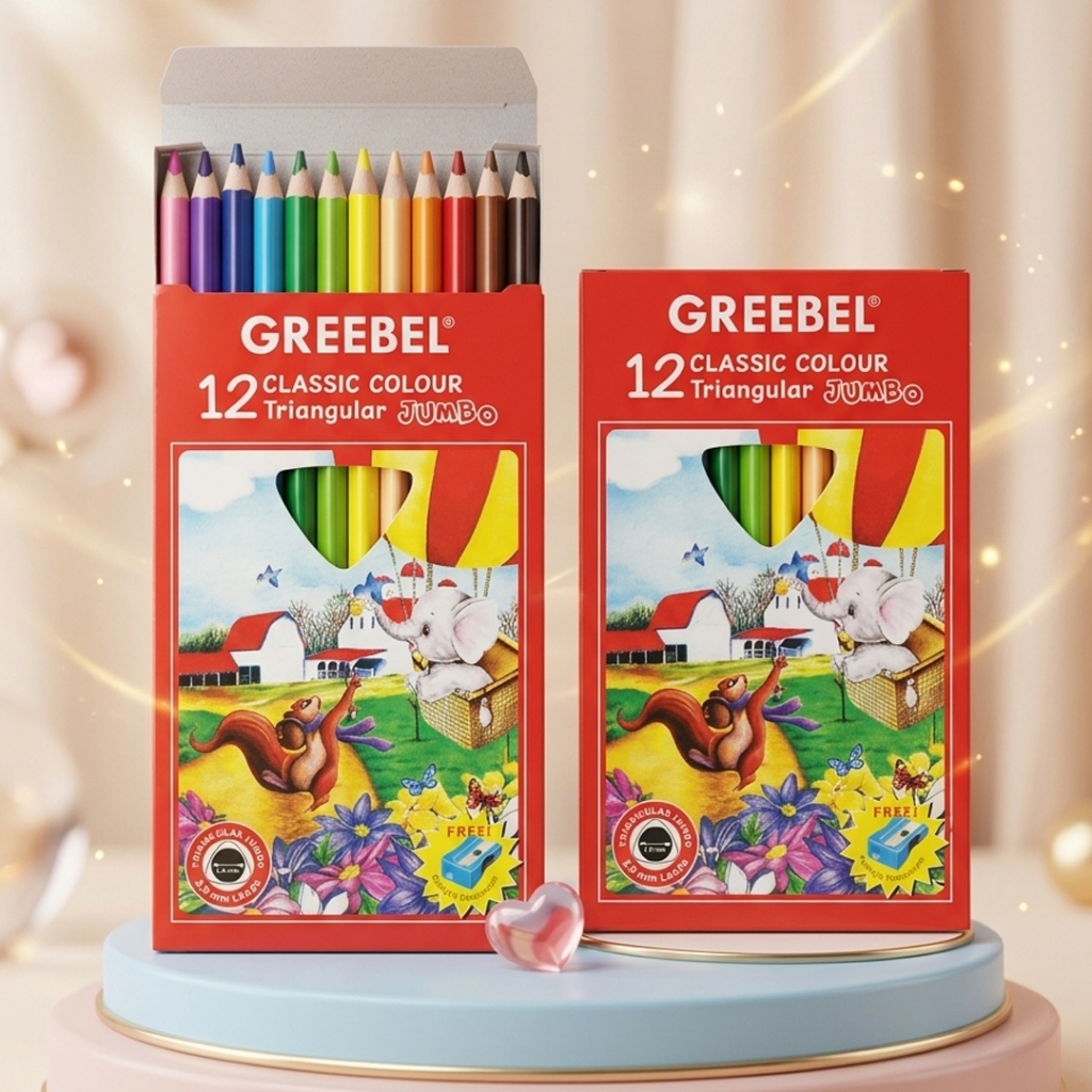 Pensil Warna greebel 12 Warna Jumbo (Set) Original Triangular Classic Pencil 2812