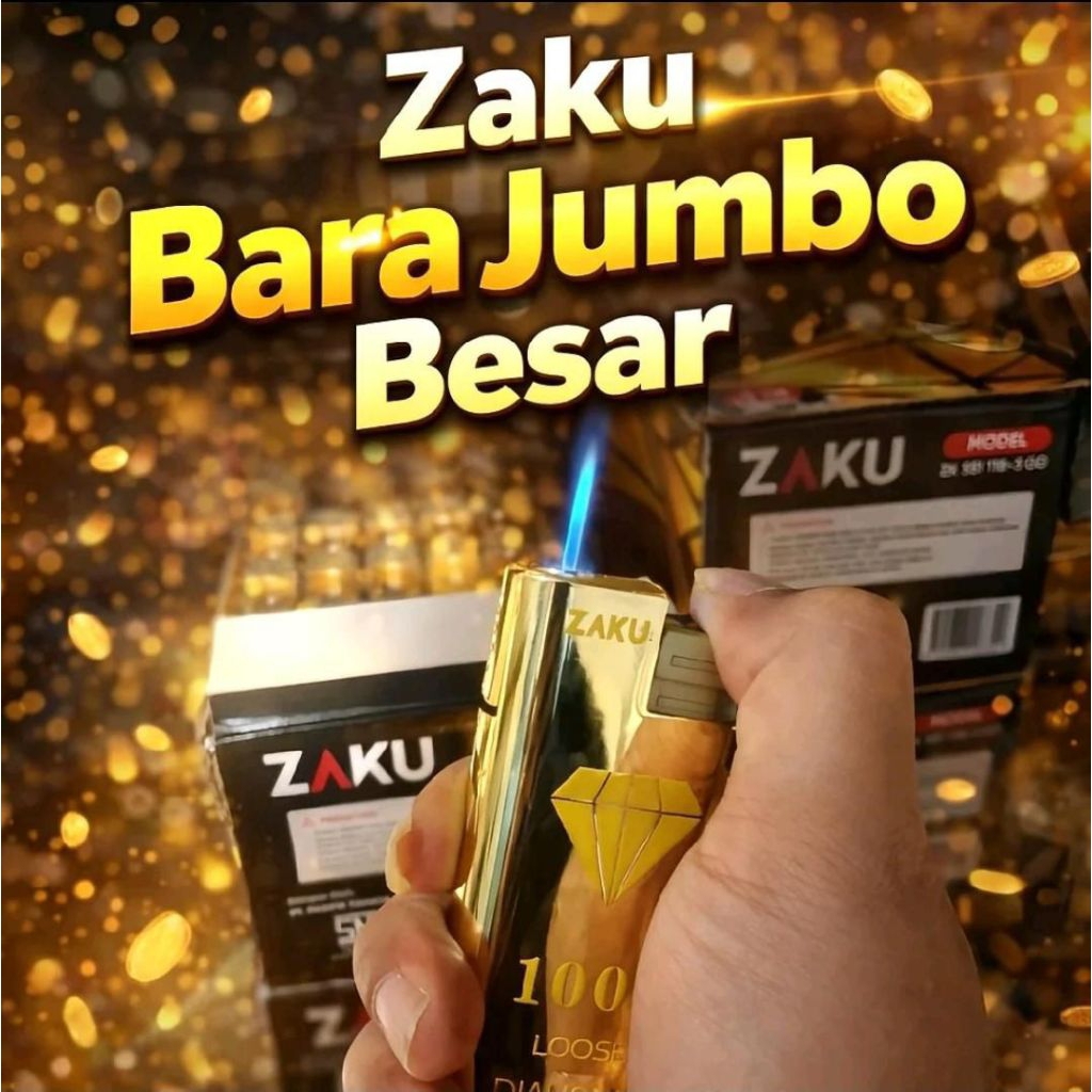 Korek Api Bara Jumbo ZAKU GOLD Bisa Isi Ulang - Tahan Lama, Desain Elegan, Stabil