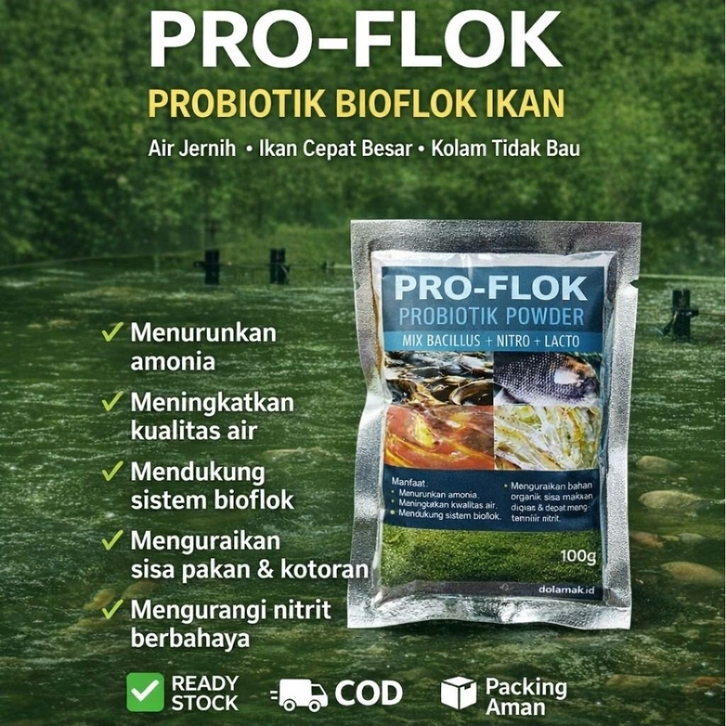 PRO-FLOK / PROBIOTIK KOLAM BIOFLOK/PROFLOK KOLAM IKAN/PROFLOK