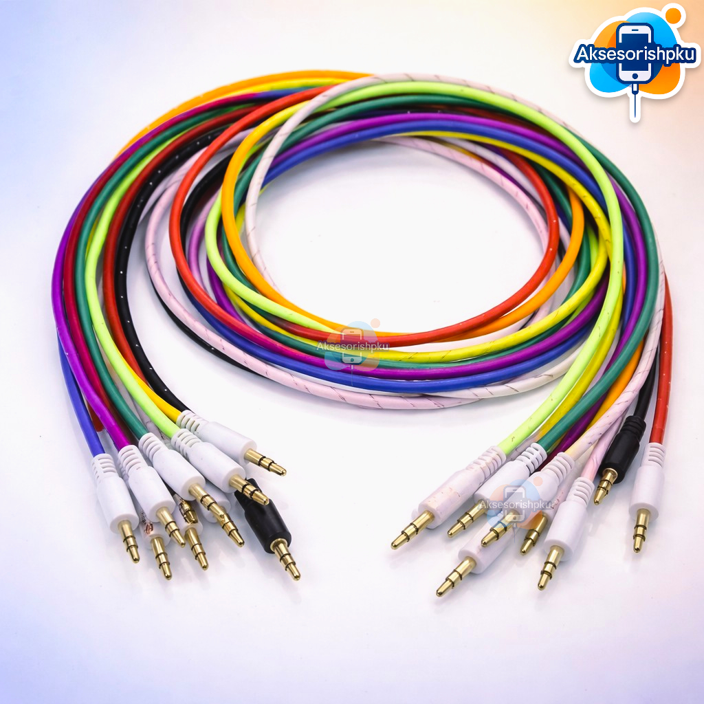 Kabel Jack Audio 1 in 1 Aux Kabel Audio 3.5mm ke 3.5mm Sambungan Speaker, HP, Laptop, Kabel Jack
