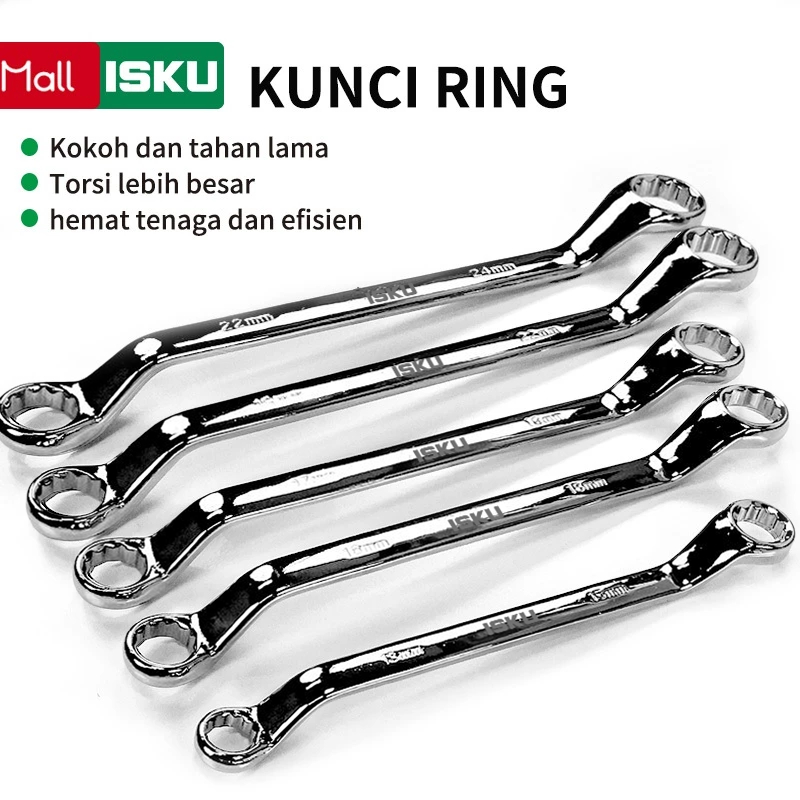 ISKU Set Kunci Ring Pas 8-27mm Alat Perkakas Tools Kunci Ring Pas/Kunci Ring set lengkap