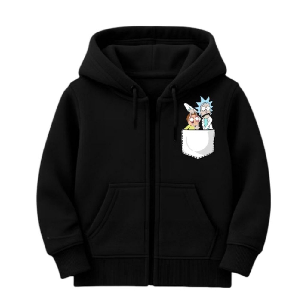 sweater hoodie zipper anak hoodie zipper anak logo rick and morty usia 4-13 tahun