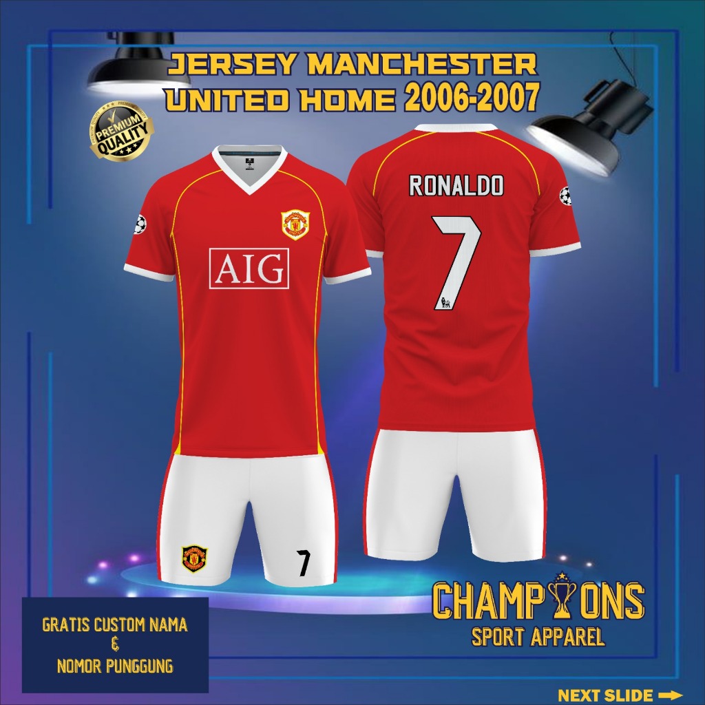 Jersey Sepak bola custom MANCHESTER UNITED 2006-2007 – Full Printing Dryfit Milano