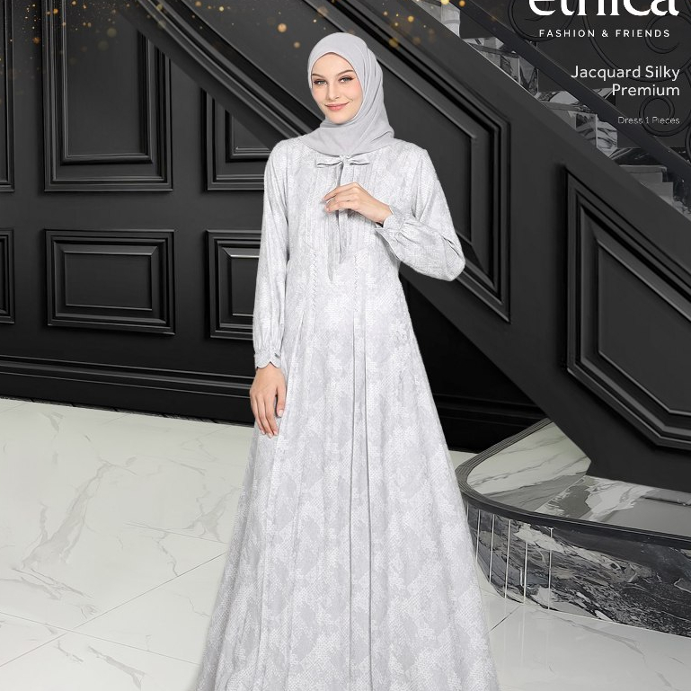 Couple Gamis Ibu dan Anak ROYAL 67 SILVER WHITE, KAGUMI 337/ KAGUMI KIDS 180 (ETHICA MATARAM)