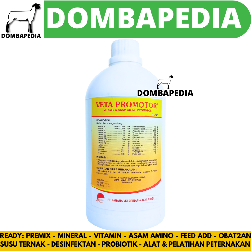 VETA PROMOTOR 1 LITER Premix Cair Vitamin Asam Amino Pemacu Pertumbuhan Ternak Ayam Sapi Domba Babi