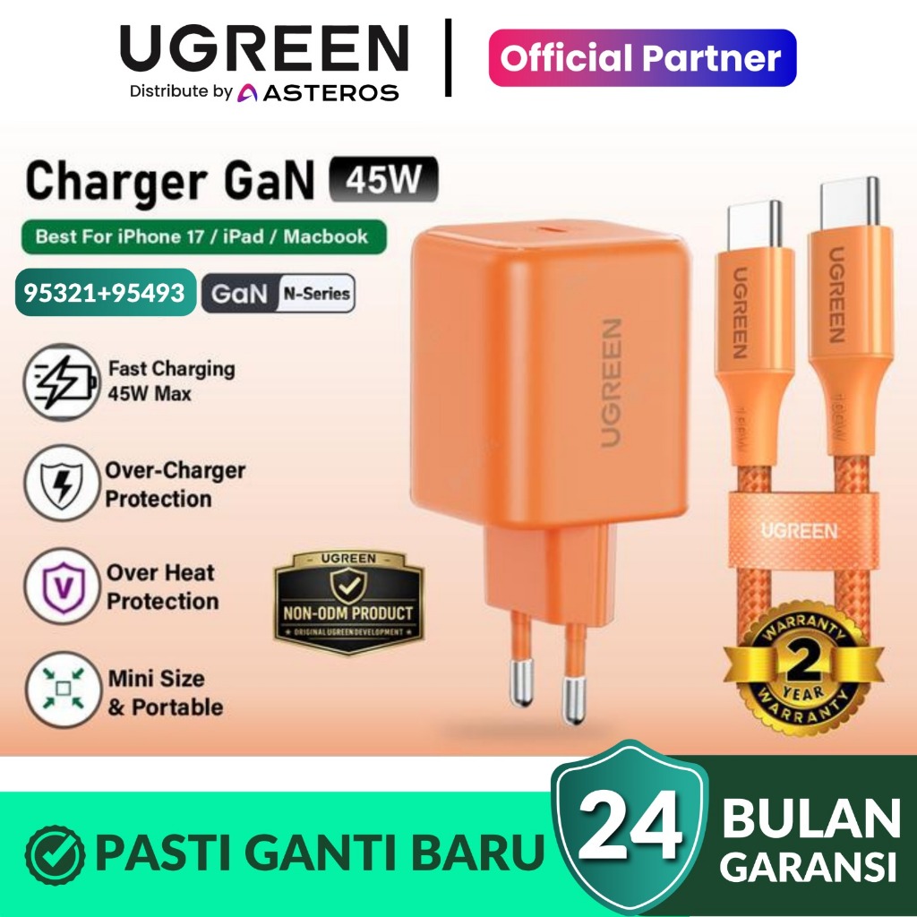 UGREEN Kepala Charger GaN N 45W Samsung S21 S22 S23 S24 S25 Ultra PD Type C Super Fast Charging 2.0 