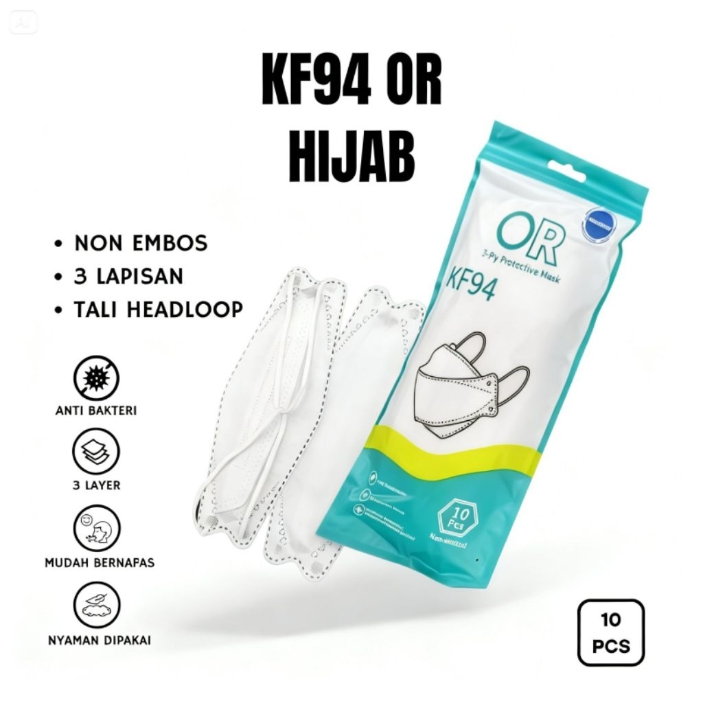 KF94 Hijab - Tali melingkar kepala | Masker Hijab | Masker KF94 Hijab