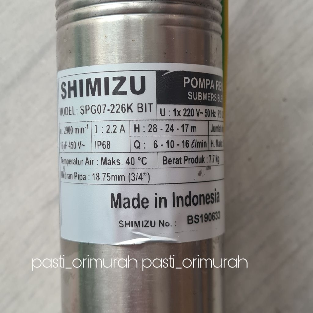 Pompa Submersible Sible Sibel Shimizu 2in 2" 2dim 2 dim Pompa Celup + CONTROL BOX + KABEL pompa sumu
