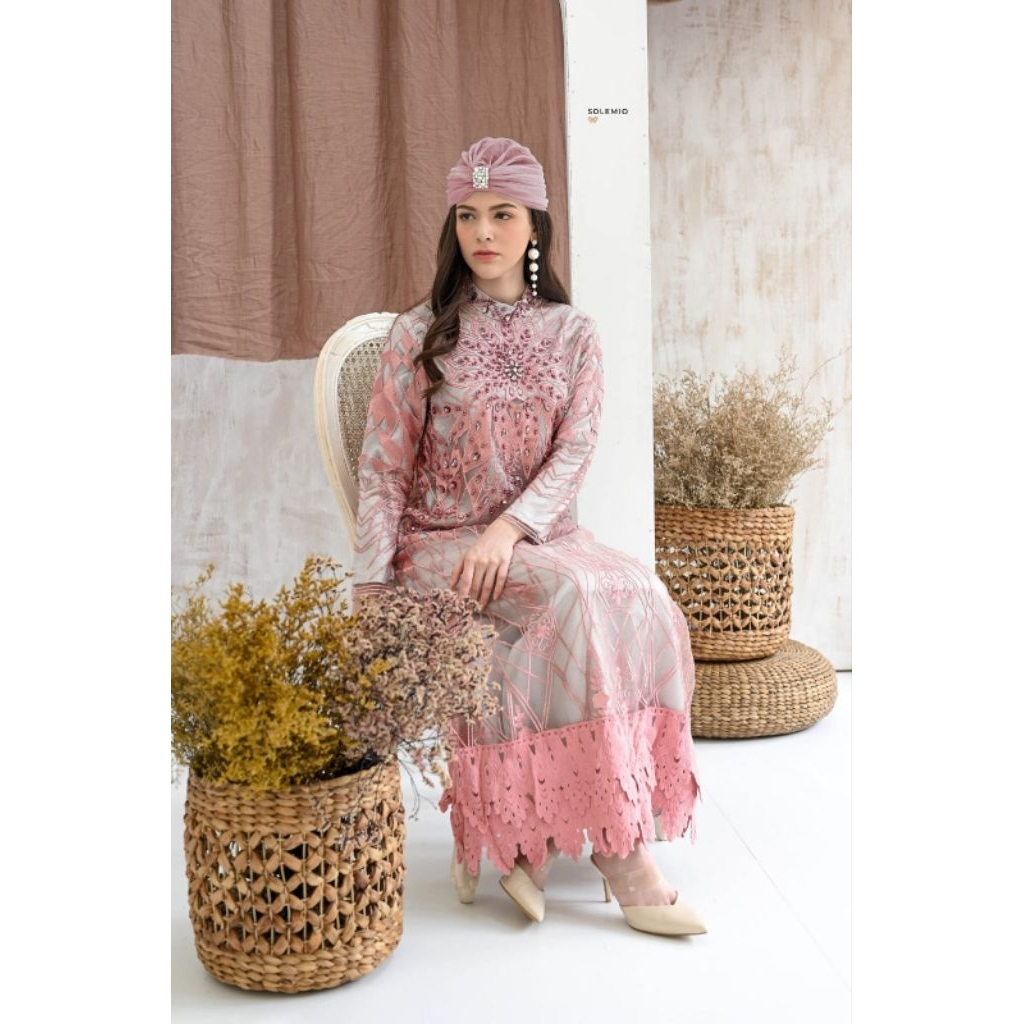 SOLEMIO MAXIDRESS / TERUSAN PANJANG / GAUN PESTA / GAMIS / BAJU MUSLIM MEWAH BRUKAT IMPORT