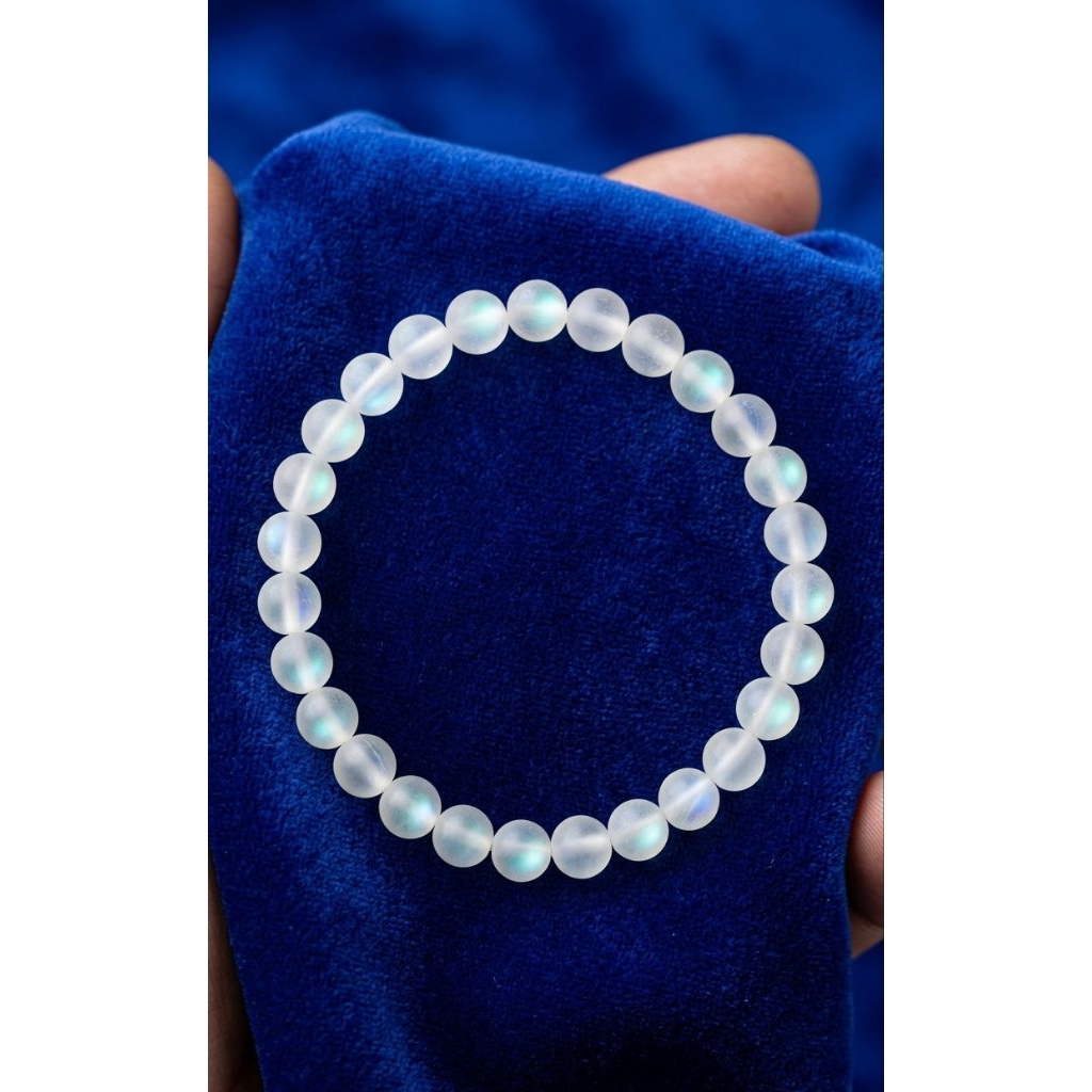 gelang elastis batu akik biduri bulan elegan